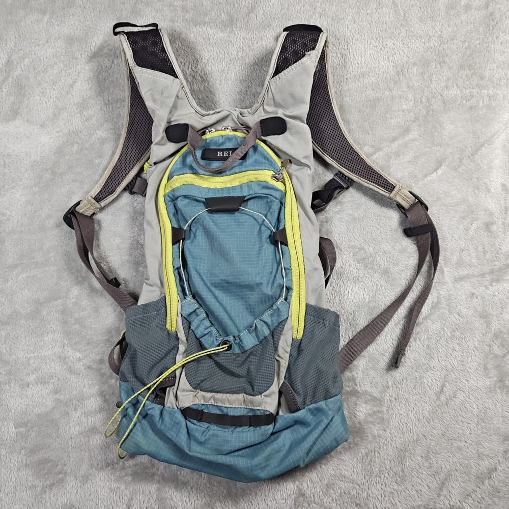 REI Hydration Backpack Unisex Small Blue Grey Lime Ripstop Technical Pack